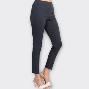 NWOT COUNTERPARTS Banded Mid Waist Slim Leg Stretch Ankle Pant Office Black 8